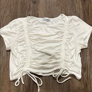 Arizona Jean Company Cream Ruched Crop Top